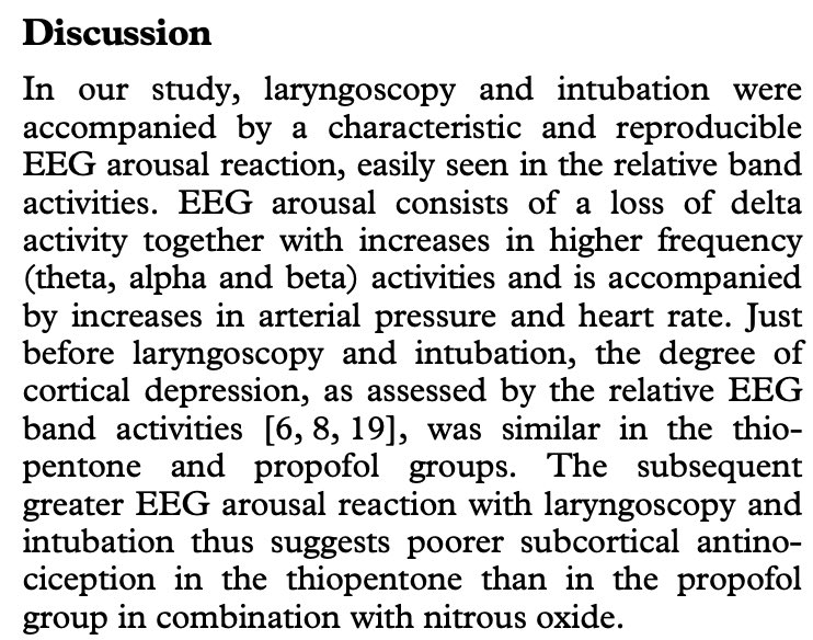 Why… . It's down to nociception (we know propofol has an analgesic effect…). Anaesthesia is a triad after all - the classic opiate-free RSI would be a beta-arousal nightmare  @Rollo002 can you see where this is heading... 