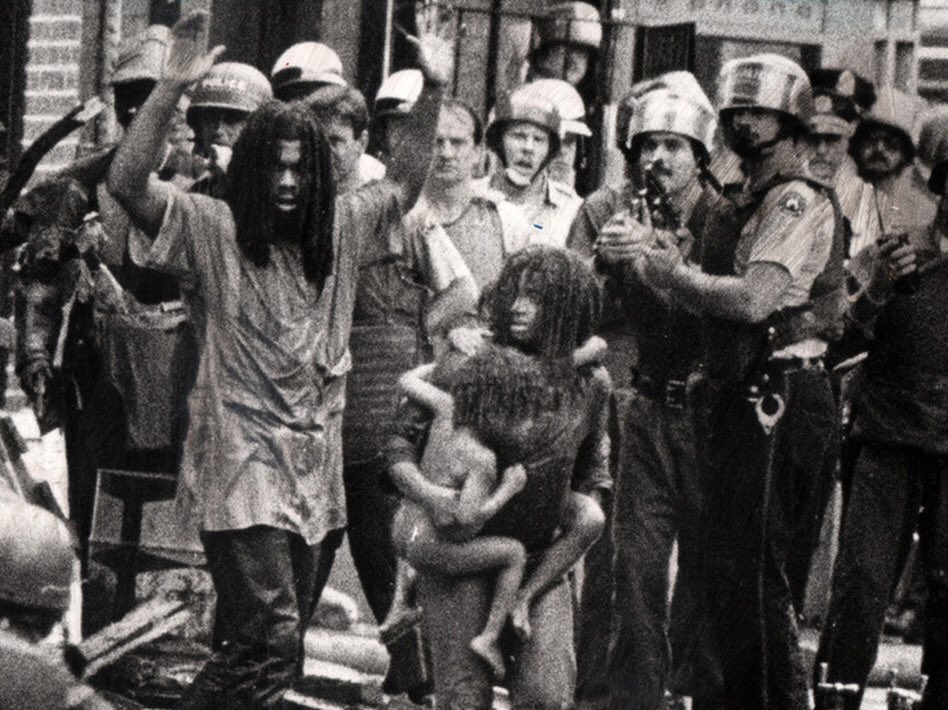 laineyyyy__'s tweet photo. 35 years ago today Philadelphia Police dropped a bomb on West Philadelphia.  

It is known as the MOVE Bombing. https://t.co/wpisnTEC9V