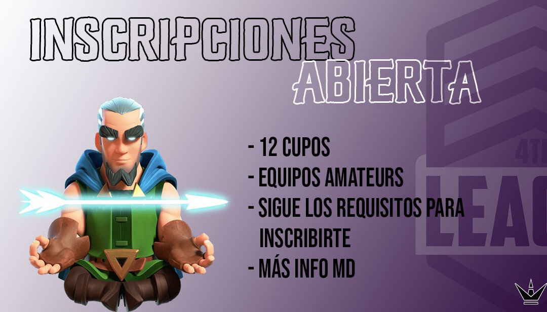 #4tpLeague
Tu camino profesional comienza.
Liga amateur de Clash Royale
-Requisitos: Seguir a <a href="/AlexiaWhiteGFX/">𝓐𝓵𝓮𝔁𝓲𝓪 𝓦𝓱𝓲𝓽𝓮</a>, @JebuuskyGFX, @ZabdiE110
-Responder este twit y conseguir 5 rts
-Mencionar a 2 equipos
-Mandar pruebas de haber cumplido los requisitos
Que esperas para unirte!