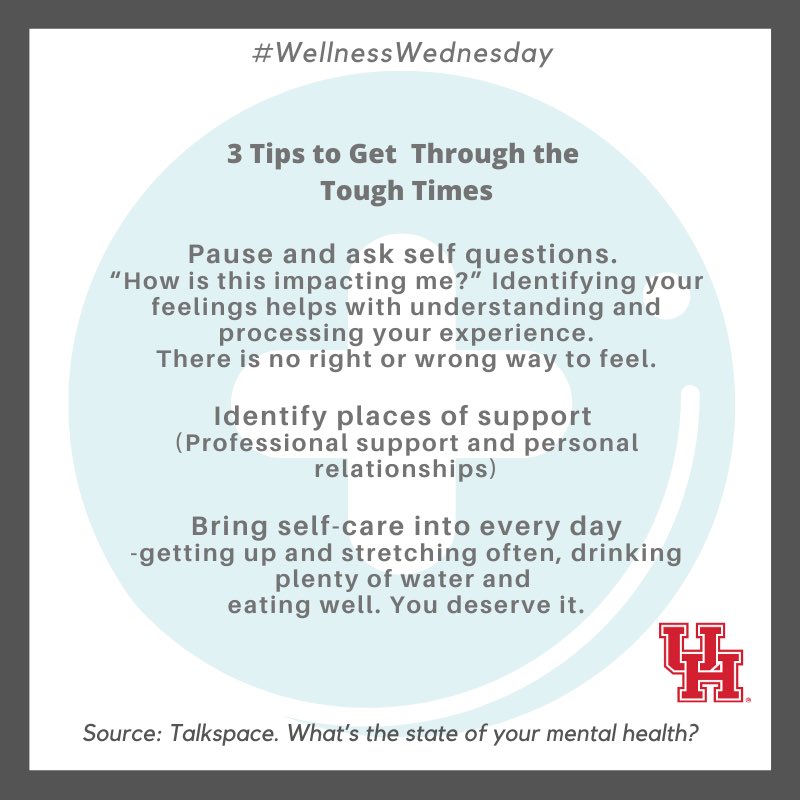 UHChampsForLife's tweet photo. 1, 2, 3 tips to help you get through tough times! | @talkspace 

#mentalhealthawarenessmonth #thestateofmymentalhealth #studentathletedevelopment #youmatter #uhchampionsforlife #NCAA https://t.co/ZxywAoaeS1