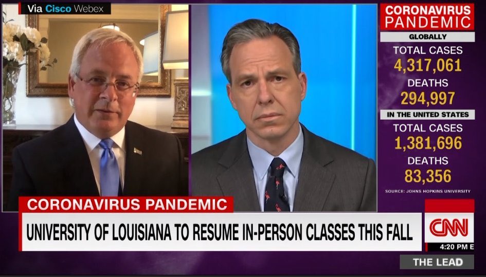 ulsystem's tweet photo. ICYMI: UL System Featured on @TheLeadCNN - @DrJBHenderson discusses the System's plans for a return to campus for the Fall semester. https://t.co/70ZFNebrE7 https://t.co/ePuXnwhf17