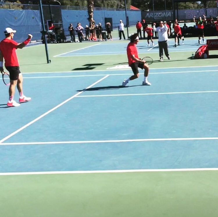 C_Tolson's tweet photo. @FirestormTennis Oh Albert!! The passion and energy he gave this program is second to none. Everyday he came out to battle and you always knew he would give you everything! I have nothing but respect for how this guy competed! My favorite picture right here after Seth/Albert beat U of A! https://t.co/zW5Z2Qaf2k