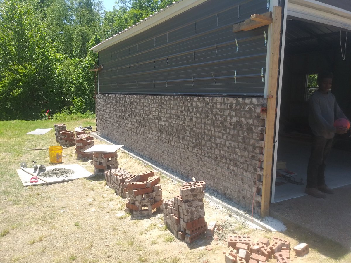 TroyBrickMason's tweet photo. Metal Building Bricked https://t.co/aBzURaKWct