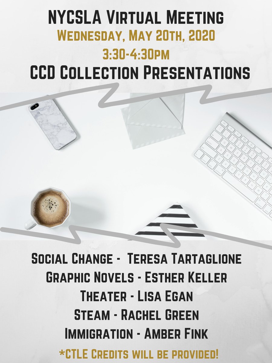 nycsla's tweet photo. Come join us as we explore a few more of the CCD Collections with #NYC #SchoolLibrarians during our next #VirtualMeeting on Wednesday, May 20th! Check your email for the RSVP! #CTLE credits will be provided! @NYCDOEOLS https://t.co/G6QXn6XpVJ