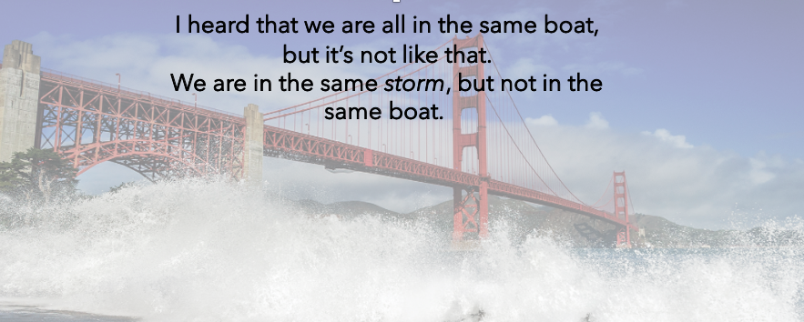 CollectKind's tweet image. I came across this article-a great read and puts what we are all experiencing into perspective medium.com/swlh/we-are-no…
#ittakesheartsf #covid19  #SanFrancisco #notinthesameboat #weatheringthestorm #bayareawaters #community #perspective #GlobalPandemic #StayHomeSaveLives #BeKind