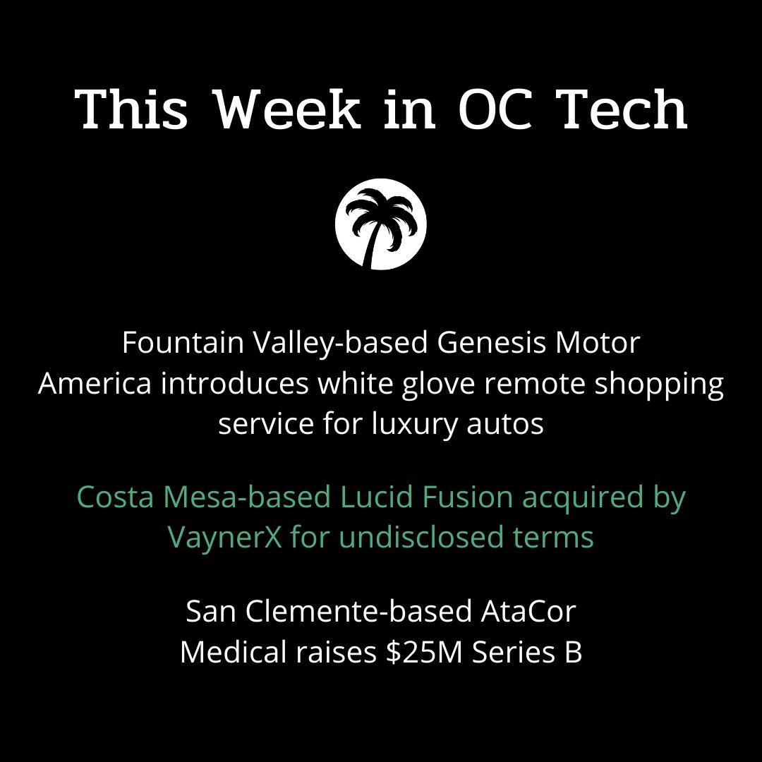 OCfreshsqueezed's tweet photo. From white-glove remote auto shopping services to OC companies helping to fight COVID-19, it has been a busy week in the local tech scene. Check out some of the highlights below & catch today's newsletter here: https://t.co/wYVkazC9v0 ๐ #OCtech #OCstartups #FreshSqueezedTech https://t.co/7vRQGMAump