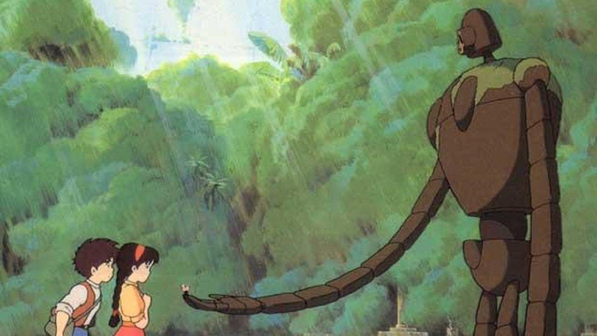 castle in the sky, hayao miyazaki, 1986a boy and a girl search for a lost floating castle while being chased by pirates, the army and secret agents. compelling characters and stunning scenery make for this magical movie with an antimilitarist and environmentalist message.