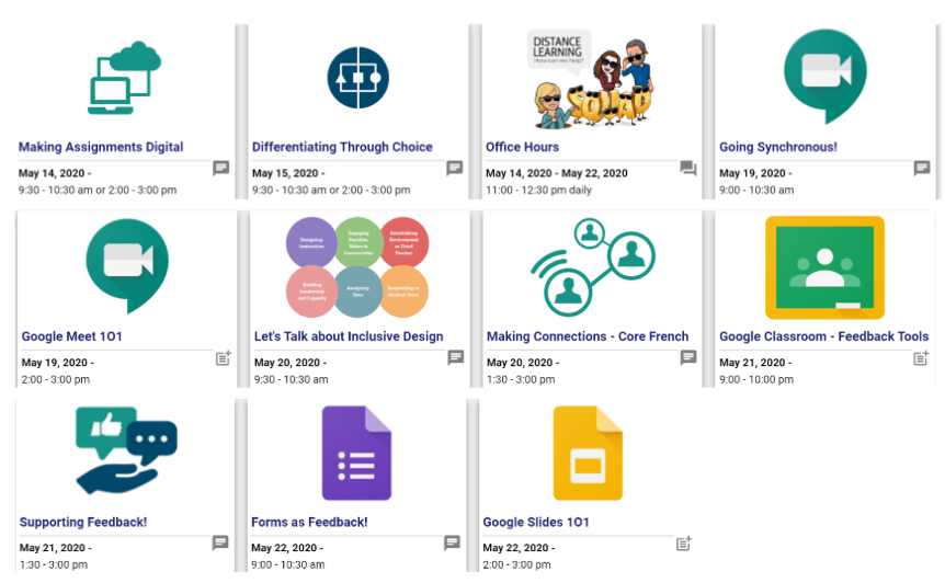 A_J_Golding's tweet photo. SCDSB staff- New sessions for next week are posted on the "Learn at Home" website. Whether you're an experienced, new or occasional teacher, EA, DECE,  administrator or in another role, we hope there is a session that meets your needs. #scdsblearns https://t.co/PPO7fVu8Ic https://t.co/qhgmK3OHVL