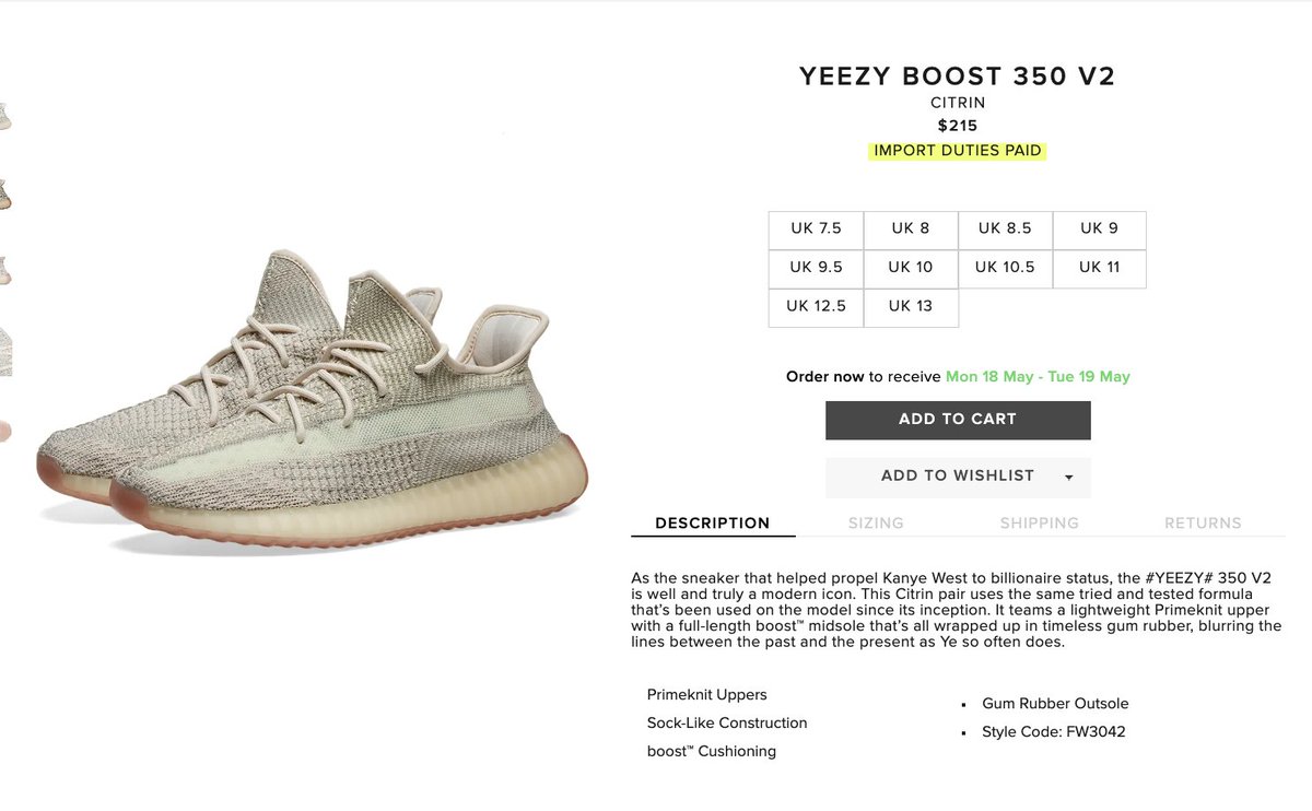 Yeezy Boost 350 V2 Citrin Non Reflective Húrra Reykjavik