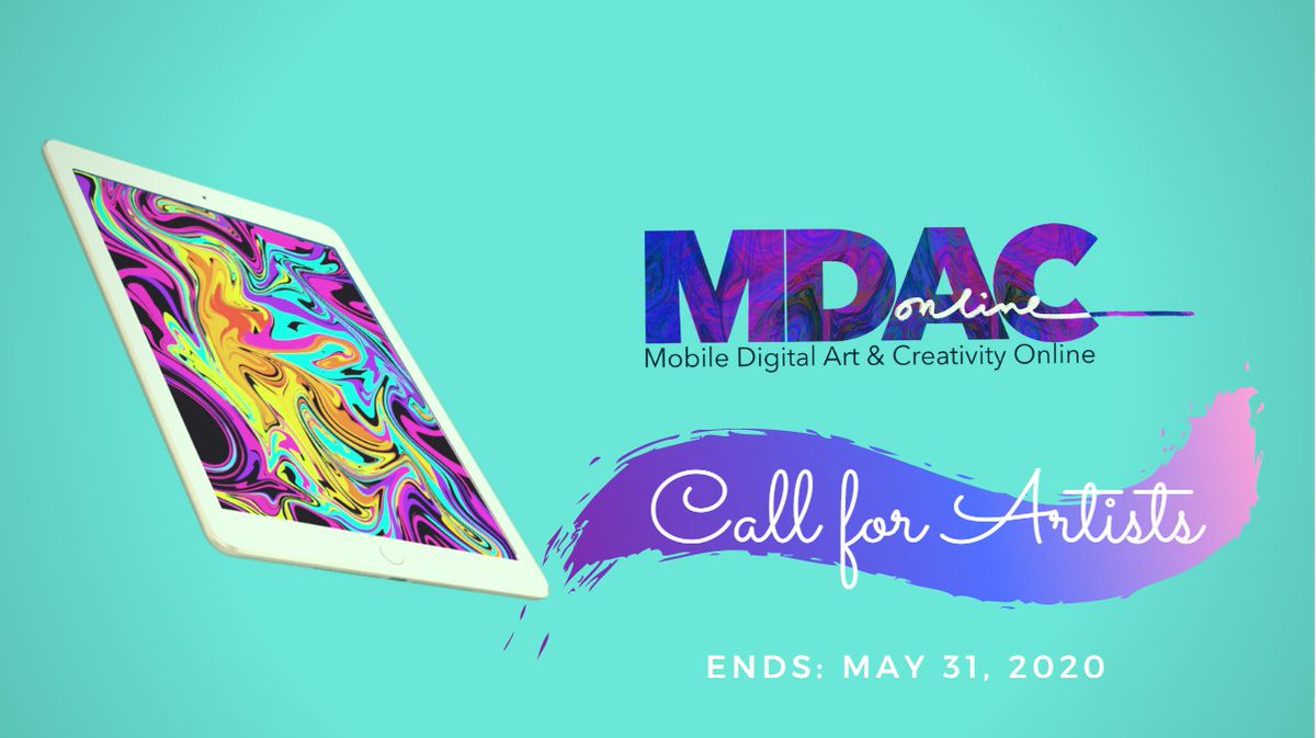 MobileArtEd's tweet photo. * * * CALL FOR ARTISTS * * *
mDAC 2020 celebrates the very best of #mobile #art offering the opportunity to have your work seen by the world
NO SUBMISSION FEE! NO DISPLAY FEE!
Awards for Top Winners!
Submit Art Today: https://t.co/tWIrCNzqMP  
#mdac2020 #callforartists #mobileart https://t.co/jlkMqw1ck1