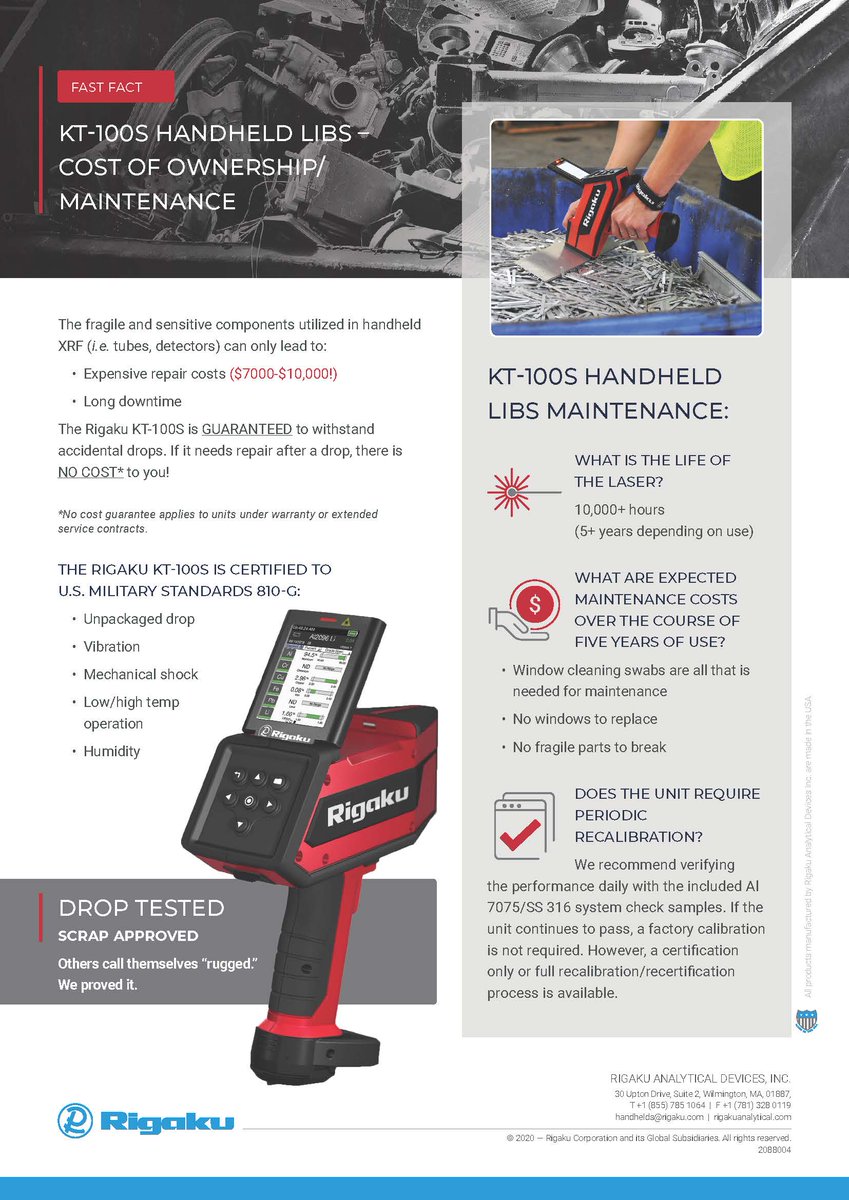 RigakuAnalytic's tweet image. What do we mean when we say the Rigaku KT-100S LIBS analyzer has a LOWER COST OF OWNERSHIP vs. XRF? Read this article or download our new FAST FACT!

rigaku.com/products/libs/… 

#Rigaku #handheldLIBS #metals #metalanalyzer #scrapsorting #scrapmetal #QA #QAQC #PMI #LIBSvsXRF