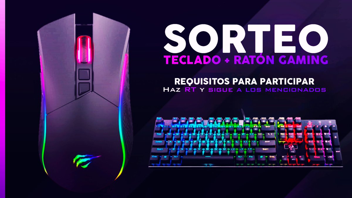 ProGamesTM's tweet photo. 💥🎁 #SORTEO GAMER💥

🔹Teclado gamer
🔹️Mouse gamer

➡Para participar: Haz RT🔁, Sigue a @ProGamesTM y @Spawn_eSports

📅Termina: 18/05

¡SUERTE! 🍀 https://t.co/TGKIH9NYYR