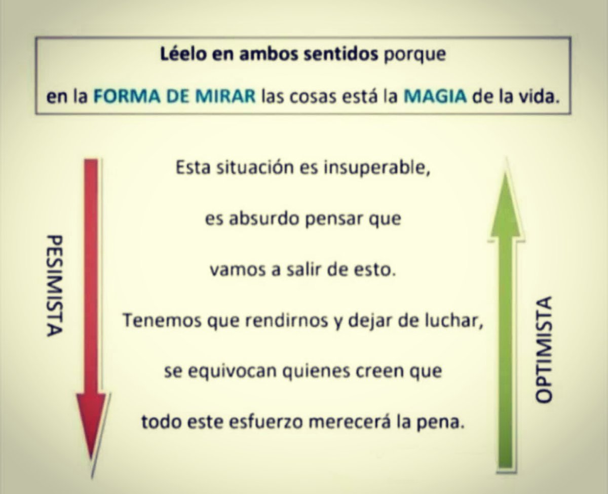 ¿Usted cómo lo lee?
De arriba hacia abajo o de abajo hacia arriba. 
Desconozco su autoría, pero me gustó.