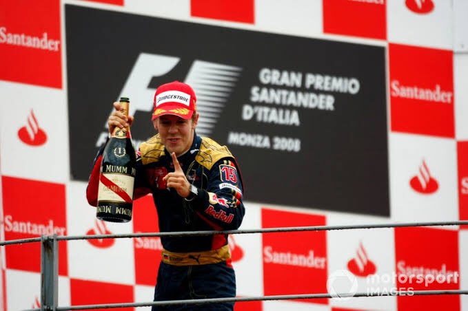 2008 Italian Grand PrixToro Rosso STR353 laps, 306.720 kmPole position: Sebastian VettelVettel's victory made him the youngest driver to win a Formula One race, at 21 years 73 days in addition to giving Toro Rosso its maiden Formula One win despite using a 2007-spec engine.