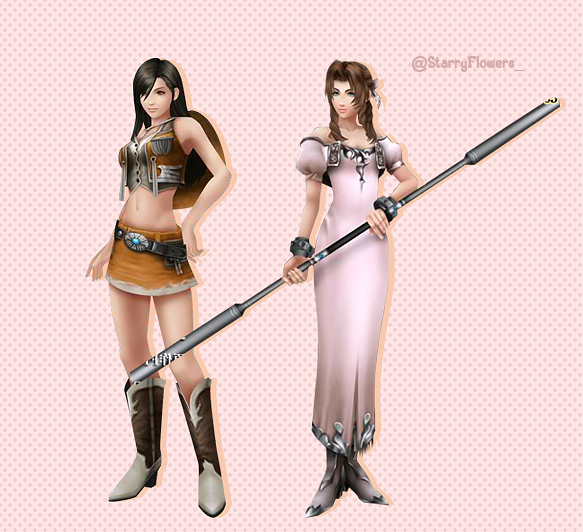 StarryFlowers_'s tweet photo. Both Tifa and Aerith, are strong women. They can kick ass and look stylish while doing it! ☺️ 🌸✨ #TifaLockhart #AerithGainsborough #FinalFantasyVII #Dissidia #Aerti #SquareEnix https://t.co/3gw8FNxUJF