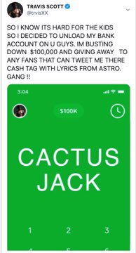  Influencer Cash App’s influencer strategy is simple, but powerful → big names, big placements.  Celebrities: Travis Scott, Lil Nas X  eSports: 100 Thieves Content House  Podcast: Joe Rogan & Pardon My Take