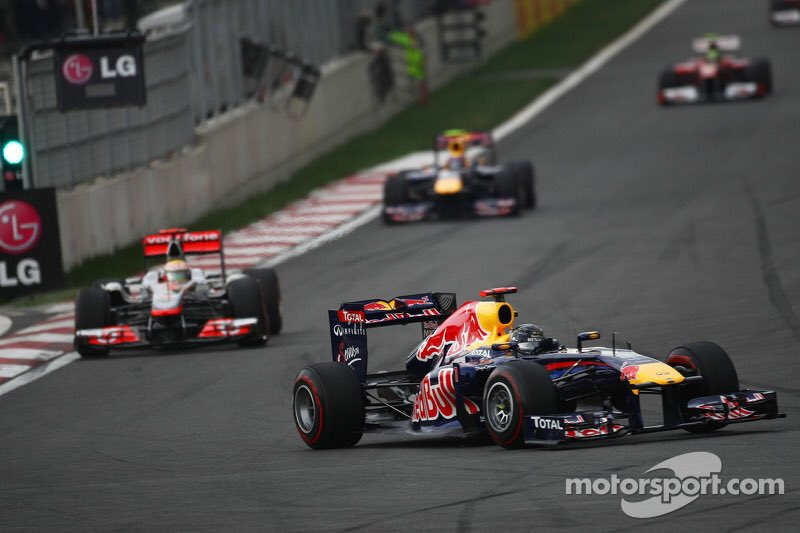 2011 Korean Grand PrixRed Bull RB755 laps, 309.155 kmStarting from second on the grid, Vettel nosed his way into the McLaren's slipstream and used the tow to pass Hamilton into Turn Four. Took the lead and was unchallenged all the way to a 10th win of the season.