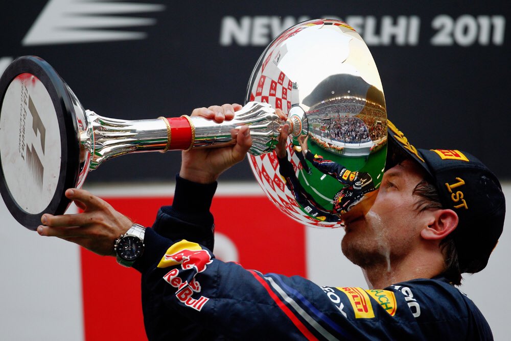 2011 Indian Grand PrixRed Bull RB760 laps, 307.249 kmPole position: Sebastian VettelAfter leading every lap of the race from pole position and setting the fastest lap of the race, Vettel comfortably ahead of Button and Alonso, claimed his first Grand Chelem.