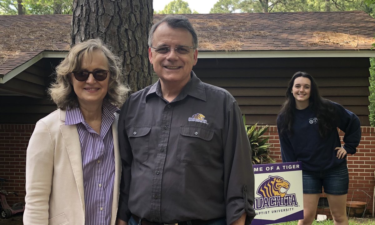 Across AR, TX &amp; Beyond today, <a href="/Ouachita/">Ouachita Baptist University</a> staff &amp; students safely stopped by the homes of future Tigers to present them a sign w a handwritten note. Here are four that Lisa &amp; I visited: Cabb, James, Lynli &amp; September. Welcome!