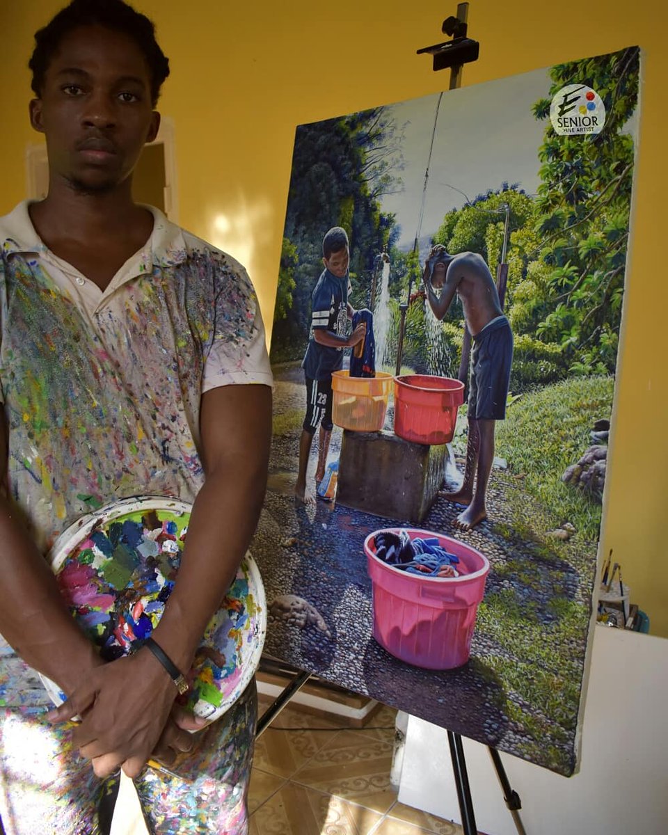 seniorelton's tweet image. Complete 24*36 inches acrylic on canvas painting, Title: Laundry Day .