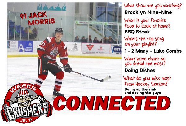 weekscrushers's tweet photo. Tonight’s #crushersconnected featured player is @Jack_Morris6 and we’re back to not liking doing the dishes. https://t.co/PkSvQsjdNQ