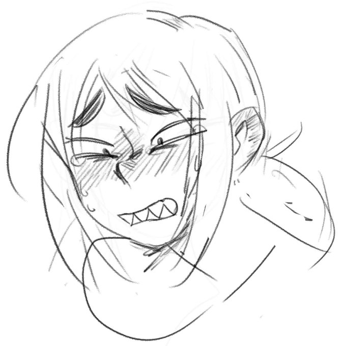 ギザ歯の女の子が歯を食いしばってる落書きをこそっと 