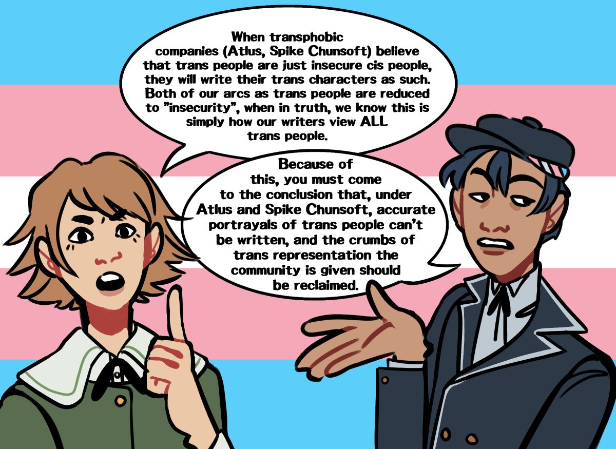 some thoughts on the "discourse" of trans characters. feat. chihiro and naoto.