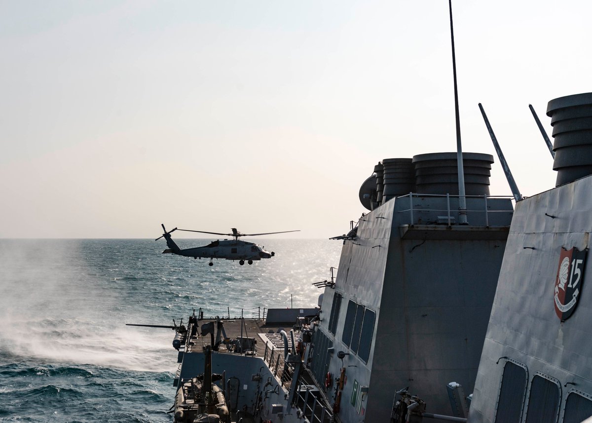 USPacificFleet's tweet photo. #USNavy Sailors stand watch aboard #USSMcCampbell as the forward-deployed guided-missile destroyer transited the Taiwan Strait on Wednesday. #DDG85 @US7thFleet https://t.co/w2CiY3ySR1