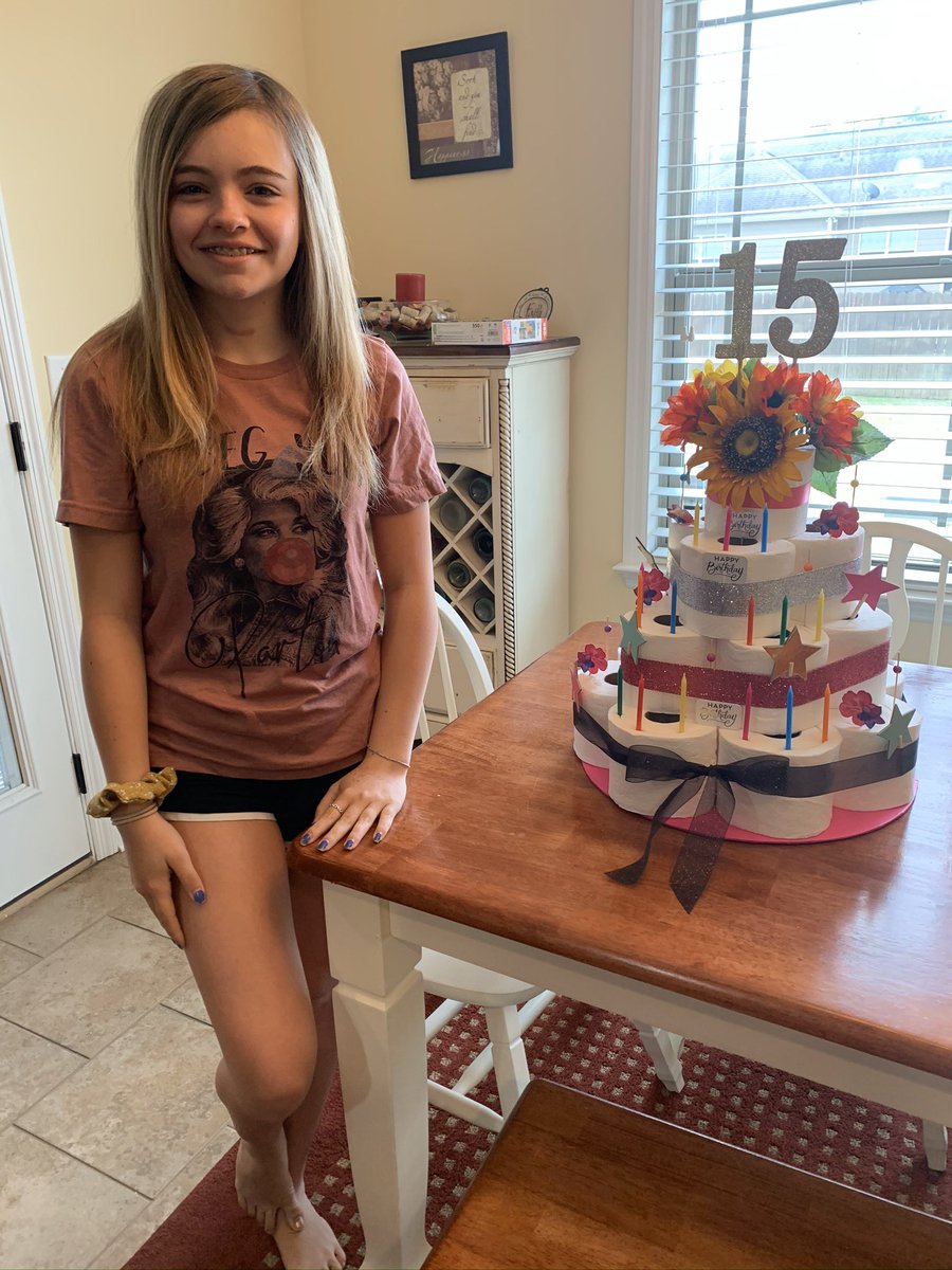 NicoleSuddeth's tweet photo. Turning 15 in quarantine.... requires a special cake. #SomeGoodNews @johnkrasinski https://t.co/QE2NTodff2