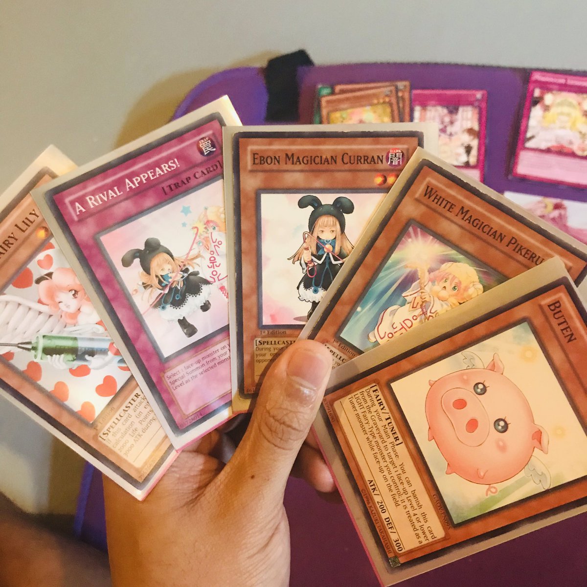 found my old yugioh deck and wow.... when ur baby but also love evil  menacing meat