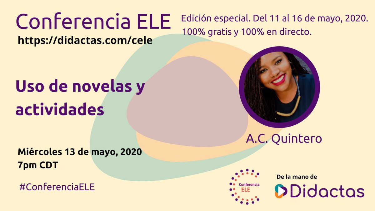 En breve <a href="/klasekastellano/">A. C. Quintero</a> presenta “Uso de cuentos, novelas y actividades comunicativas para clases online” para #ConferenciaELE
Puedes verlo en  youtube.com/watch?v=xTqN0W…
Inscripción gratis en la Conferencia ELE en buff.ly/2WHqCsR
#langchat #InputComprensible