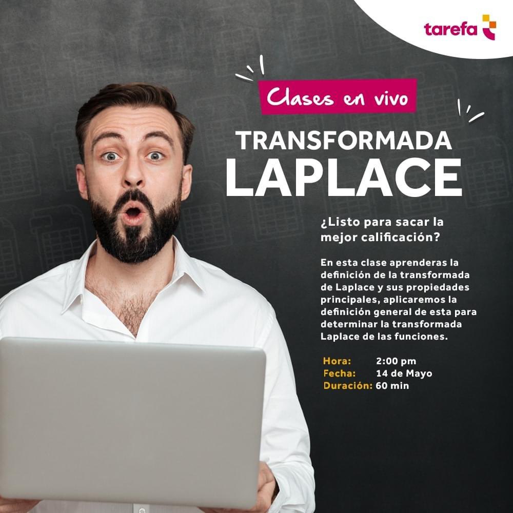 CLASE GRATUITA DE TRANSFORMADA LAPLACE
Aprende trucos claves que tu profesor no quieres que conozcas para resolver ejercicios de transformada de Laplace.
Inscríbete son cupos limitados 👉 bit.ly/2LkzC1T 
#13May #rebajaunab #unabimpagable #3moremonths