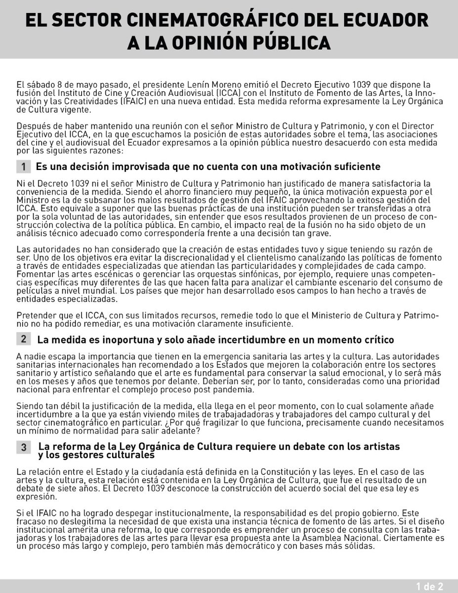 pmogrovejo's tweet photo. #ICCA #IFAIC El sector cinematográfico del Ecuador a la opinión pública https://t.co/K8a3PHNI3p