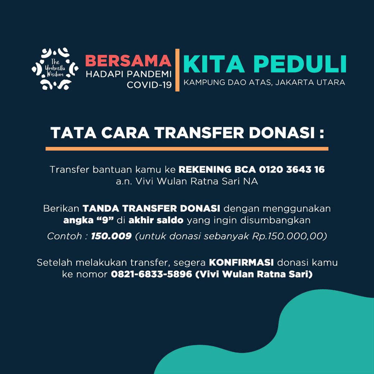 UmbrellaWisdom's tweet photo. TUW  mengajak kakak kakak untuk ikut serta dalam penggalangan dana yang akan digunakan untuk membantu keluarga adik-adik TUW dengan memberikan bantuan berupa sembako. 

Penggalangan dana berlangsung hingga 5 Juni 2020.

Share dan ajak teman-teman kakak juga, ya!

Terima kasih! https://t.co/xCGQOaW5Ns