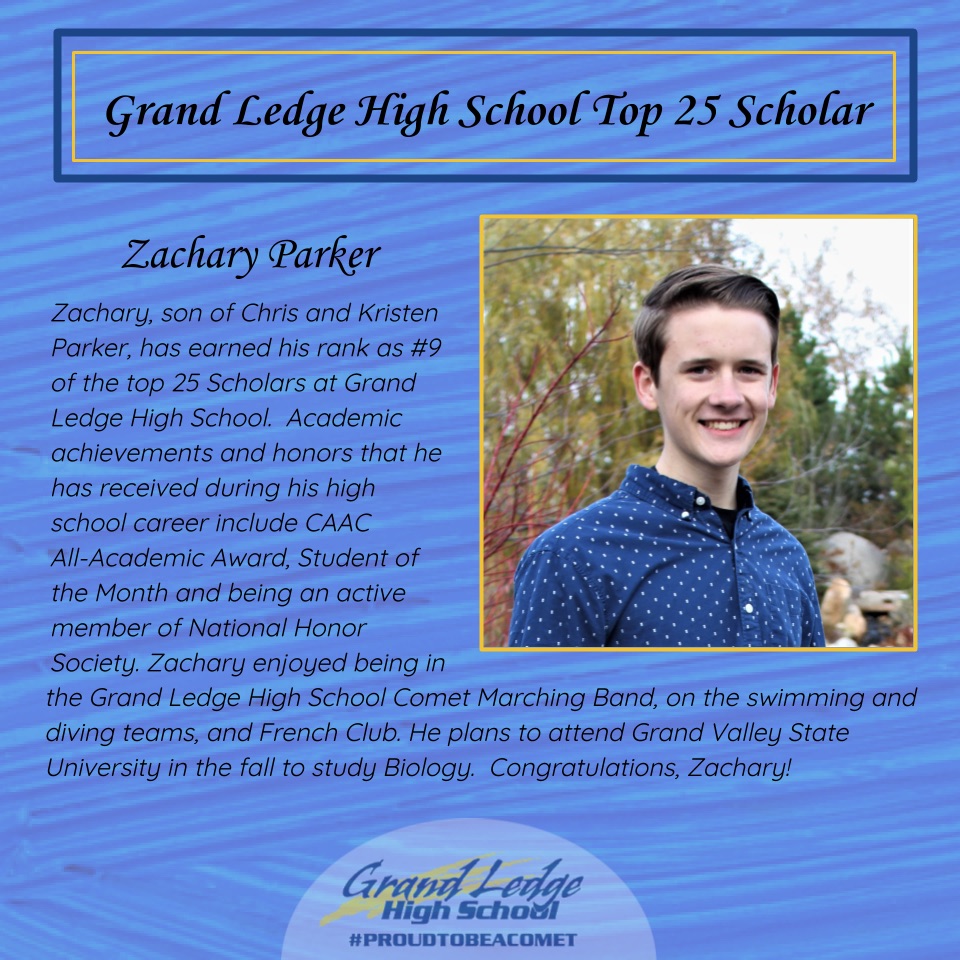 GrandLedgeHS's tweet photo. GLHS wants to recognize our Top 25 scholars for the Class of 2020, we will recognize one each day throughout the month of May. We will also recognize many other of our top academic students to finish out the month. https://t.co/Yo5PIvsXJD