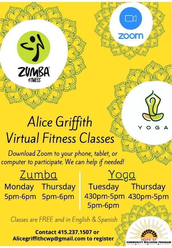 HOPESFCOMMUNITY's tweet photo. Thank you to the #CommunityHealthAmbassadors from HOPE SF’s #CommunityWellnessProgram for promoting #HealthyEating &amp; #ActiveLiving. Free virtual #Zumba and #Yoga classes in English and Spanish by @UrbanServicesY. More information and registration info for each site below. https://t.co/YzvvUVpRNQ