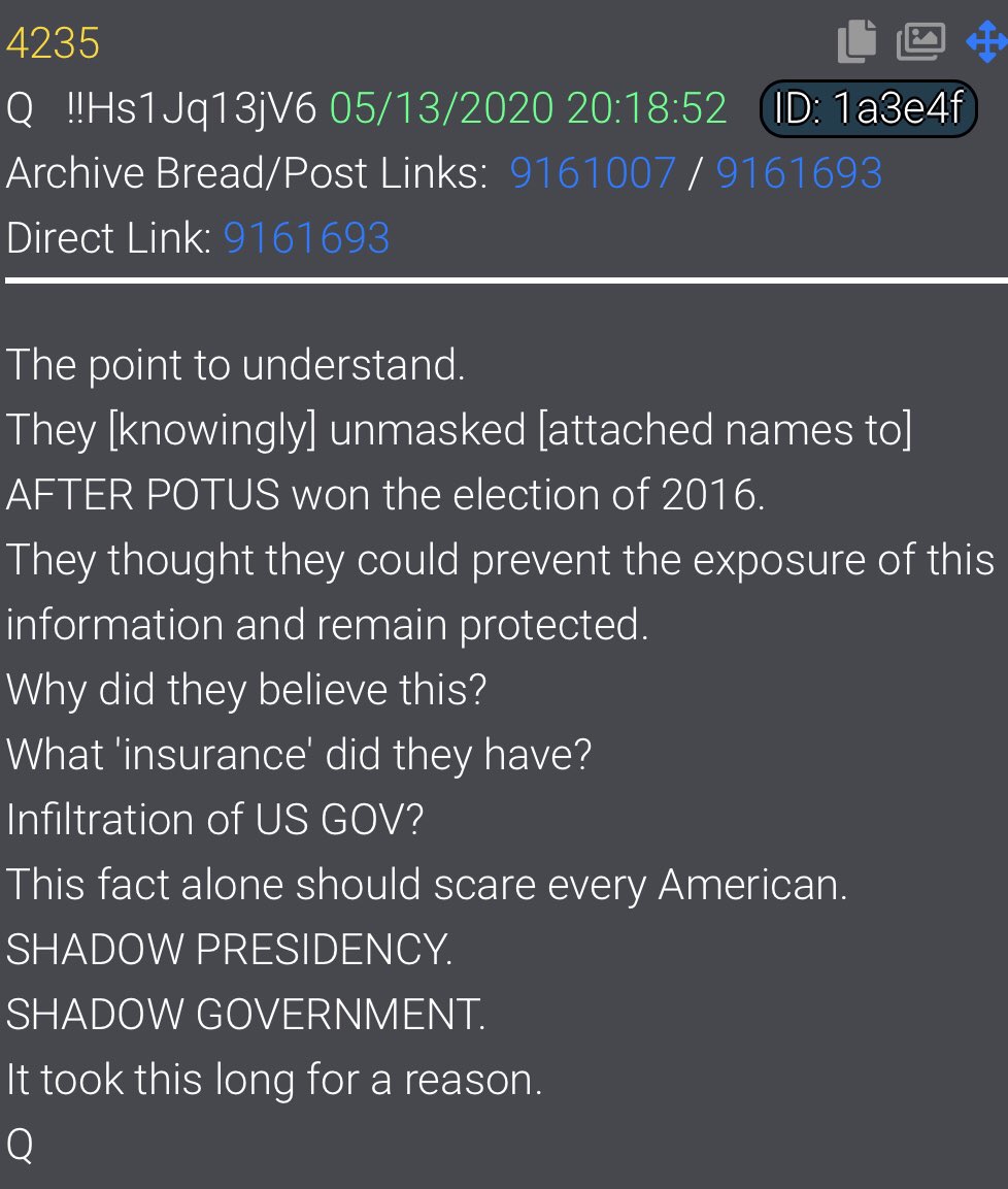 4235-Why did they believe this?What 'insurance' did they have?Infiltration of US GOV?This fact alone should scare every American.SHADOW PRESIDENCY.SHADOW GOVERNMENT.It took this long for a reason.Q