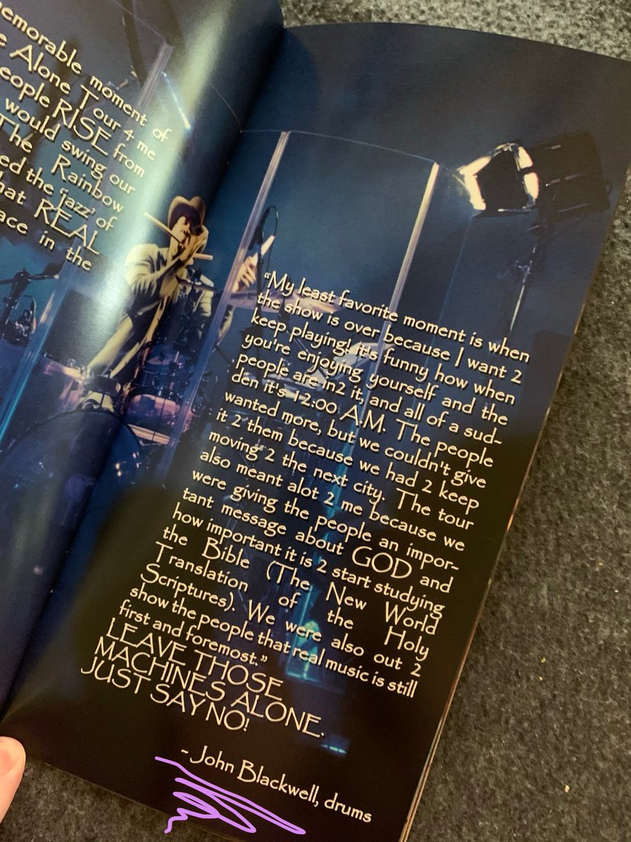 TMATSPodcast's tweet photo. The booklet featured: Band comments like this one from John Blackwell. #OneNiteAloneLive #Disk1 #ONA #Prince #TMATSPodcast https://t.co/1M4ds7JZsX