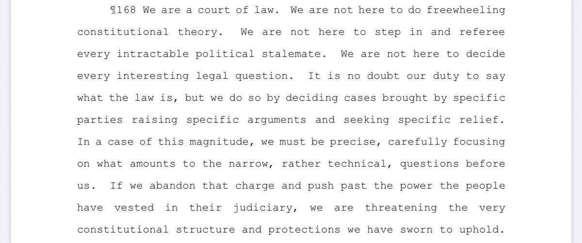 Justice Hagedorn’s criticism of his fellow conservative justices is quite remarkable. His scathing dissent correctly accuses them of reaching out and grabbing issues to help the Republican-controlled legislature kill Wisconsin’s stay-at-home order.  https://bit.ly/2Lsbric 