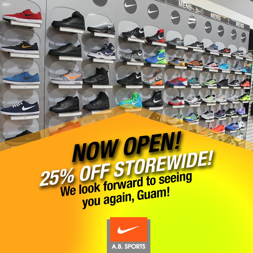 GPOguam's tweet photo. Enjoy 25% OFF storewide from Team A.B. Sports. Remember your face mask, give each other 6 feet of elbow room, & use hand sanitizer.
See you soon!
For more info (671) 646-5133 or visit our website: https://t.co/WAfy1YnVKl
#GUAM #shopGuam #guamshopping #gpoguam https://t.co/O5Gx2ewMT7