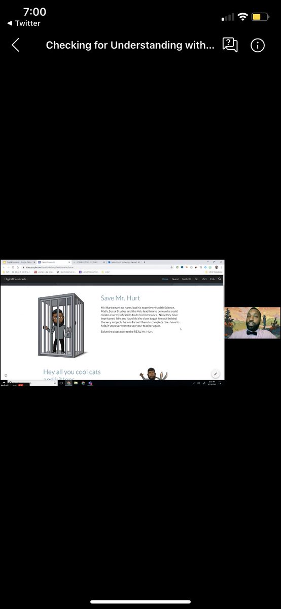 <a href="/hurttheteacher/">Jerome Hurt</a> I thought I was a pretty cool teacher with my digital breakout games I created using Google Forms! Then I watched your CFU with digital breakout webinar and was BLOWN AWAY when you introduced Google Sites &amp; app smashing other sites! Phenomenal! @HISD_Inst_tech