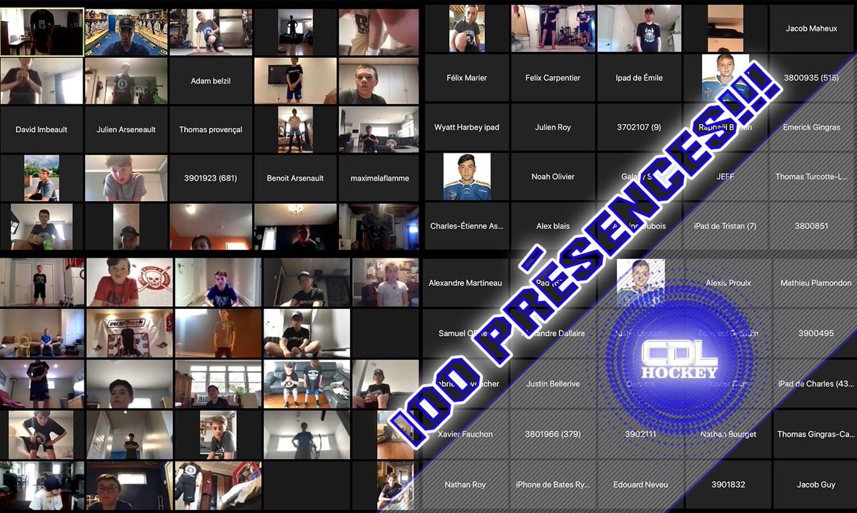 Entraînement optionnel de groupe sur Zoom. CDL hockey arrête jamais peu importe les circonstances.