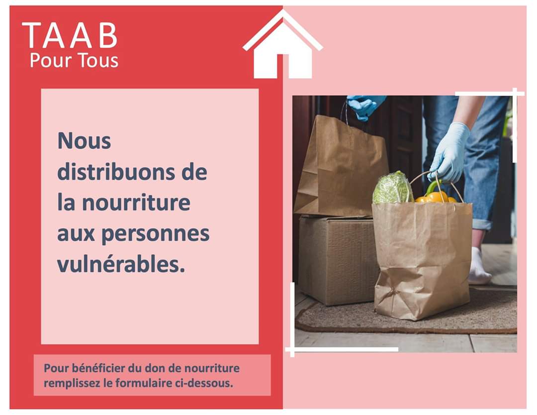 TAABCommunity's tweet photo. Nous sommes heureux de vous annoncer que nous avons une banque de nourriture pour ceux et celles qui sont dans le besoin, specialement les https://t.co/1RpIFAq8vx.
Si vous connaissez quelqu'un dans le besoin remplissez ce formulaire 
https://t.co/uipbBZYmLr https://t.co/TENso40Vwf