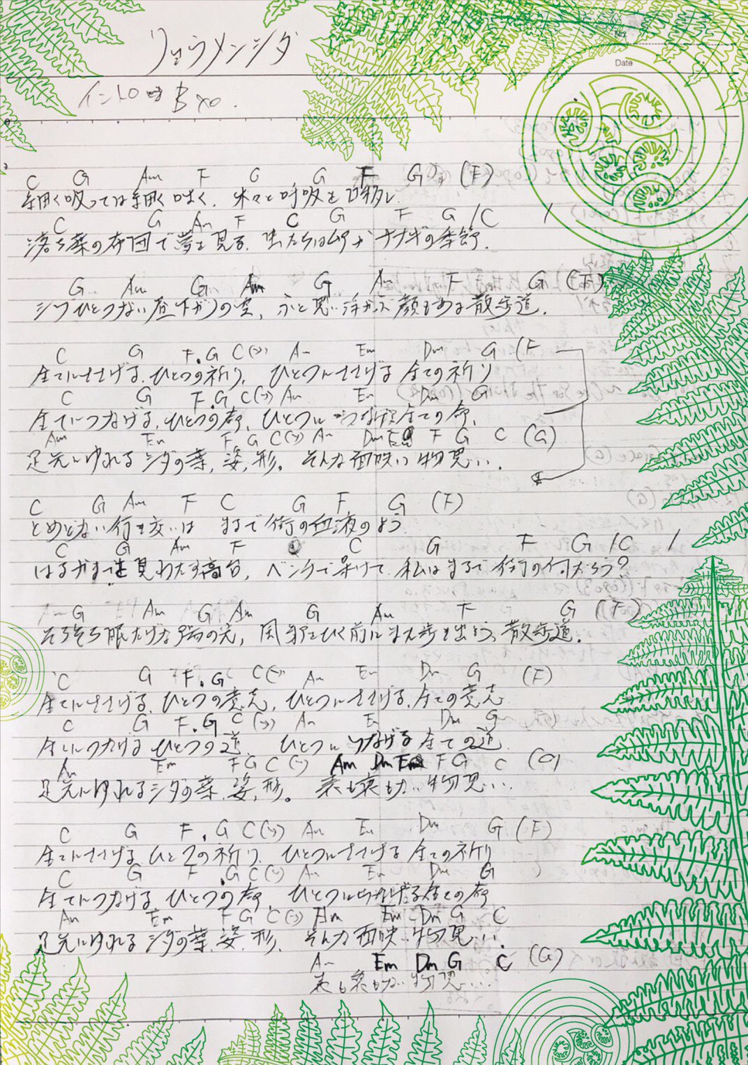 竹原ピストル 手書きの歌詞ノートにリョウジが手書きで絵を添えてくれました 載っけておきまーす 今日もいい天気ー おはようとおやすみー T Co Nbfxllftni Twitter