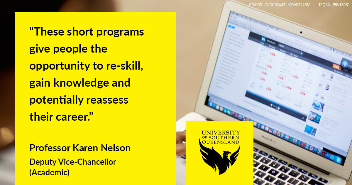 .<a href="/usqedu/">usqedu</a> is offering new discounted short programs to help future-proof your career - 20 undergraduate and grad certificates available. 

Backed by <a href="/ausgov/">Australian Government</a>'s COVID-19 Relief Package.

More info: bit.ly/2yKGgvW