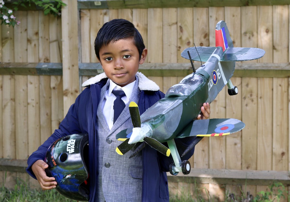 RAFMUSEUM's tweet photo. RT @venicenoel: Ayden was super excited to make his own #Junkmodelling of the RAF Spitfire marking #VEDay 75 Years using recyclable materials. @RAFMUSEUM @MrMoodyBH @rafyouthengage #RAF #aircraft @busheyheathjm @DigitalMediaBH @johnsonbeharry https://t.co/tpHHBO5iDX