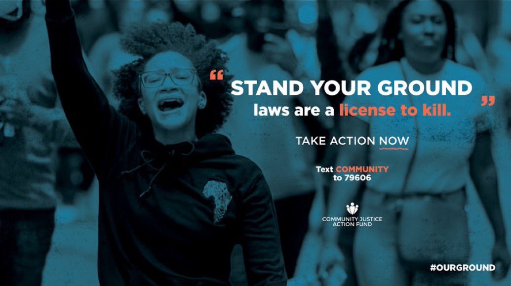 “Stand Your Ground” laws give criminals and white supremacists a license to kill.

Join <a href="/CJACTIONFUND/">Community Justice Action Fund</a> in calling for YOUR Governor to dismantle these racist laws and let think know this is #OurGround: bit.ly/OurGround