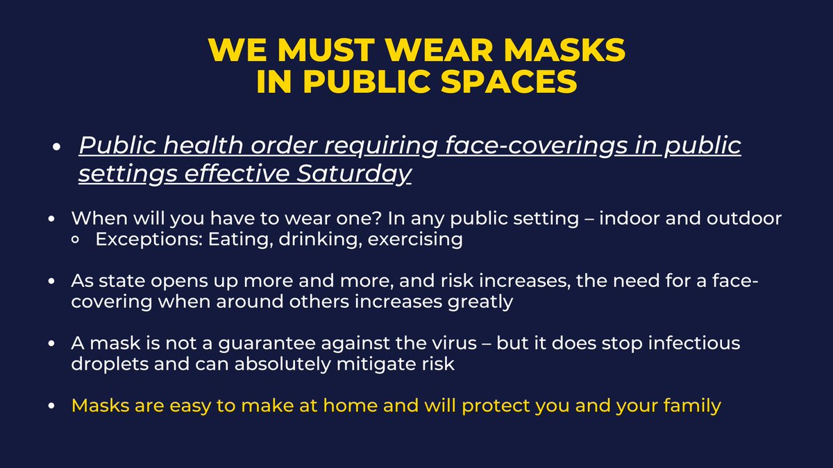 Effective Saturday, May 16, all New Mexicans will be required to wear a mask or face-covering in public settings.44% of those with COVID-19 contract the virus from someone who shows no symptoms.It is your duty as a member of your community to protect your fellow New Mexicans.