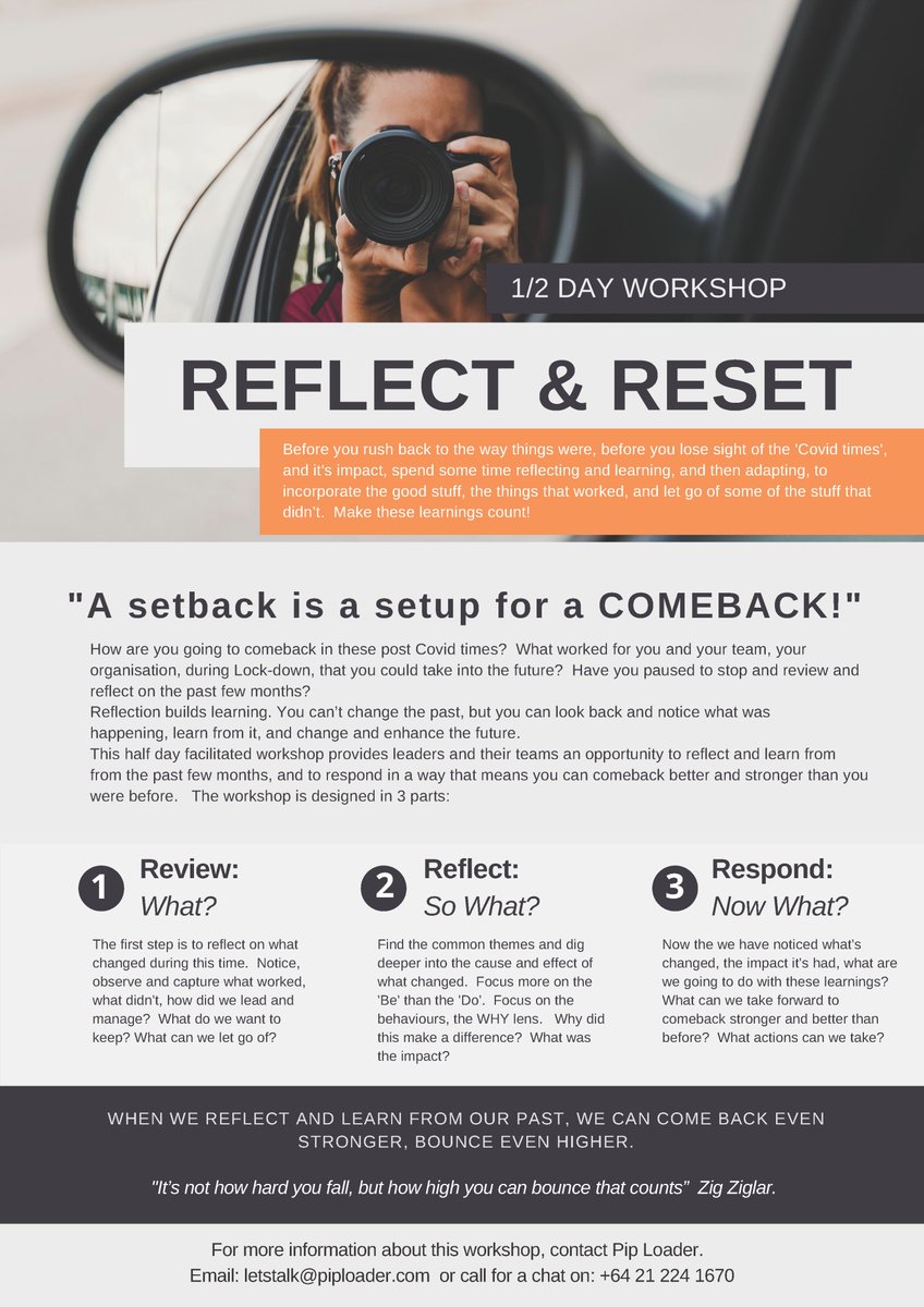 Reflection is insightful, but reflection followed by action is where the real impact happens.  Make sure you take the time to reflect and learn from the 'Covid times' before rushing back to business.