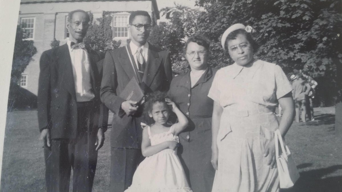 From left in this picture: Jesse Franklin Patterson (Lawrence’s father), Lawrence Patterson, Anitra Patterson (my grandma), Anita Luise Pinner Patterson, and Marguerite Elsie Patterson, née Darrow. This is just after Lawrence’s graduation from Hofstra University, probably in 1950